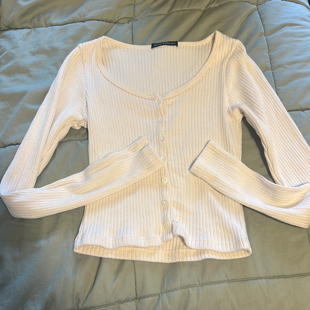 Brandy Melville cream scoop neck cardigan top